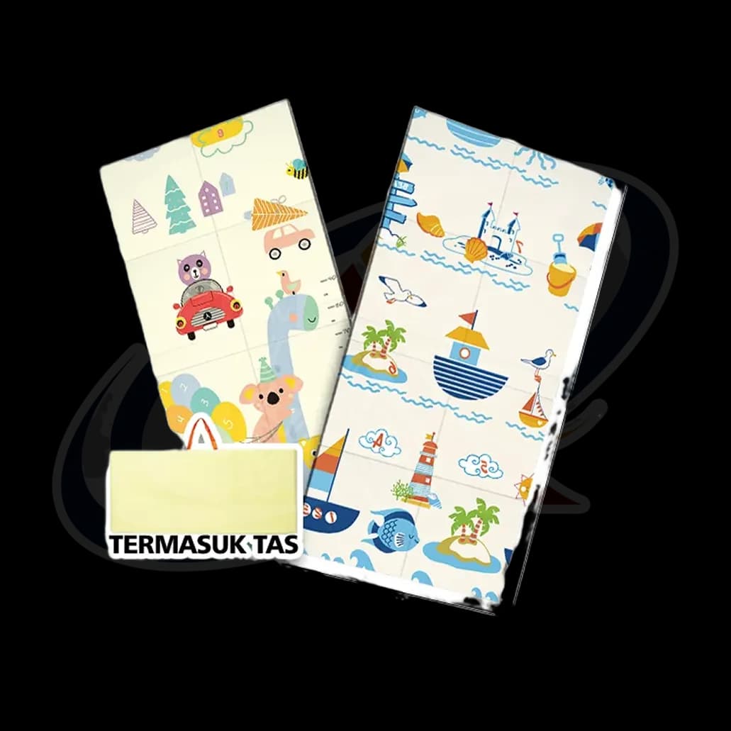 Playmat Bayi XPE Lipat 2 Sisi - 3 Ukuran & Beragam Motif