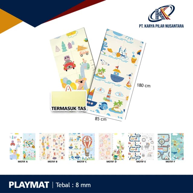 Playmat Bayi XPE Lipat 2 Sisi - 3 Ukuran & Beragam Motif