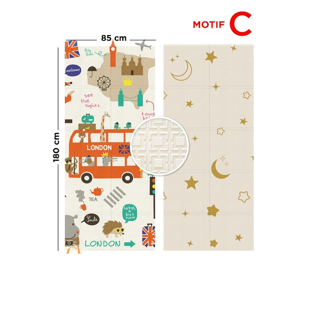 Playmat Bayi XPE Lipat 2 Sisi - 3 Ukuran & Beragam Motif