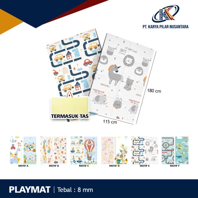 Playmat Bayi XPE Lipat 2 Sisi - 3 Ukuran & Beragam Motif