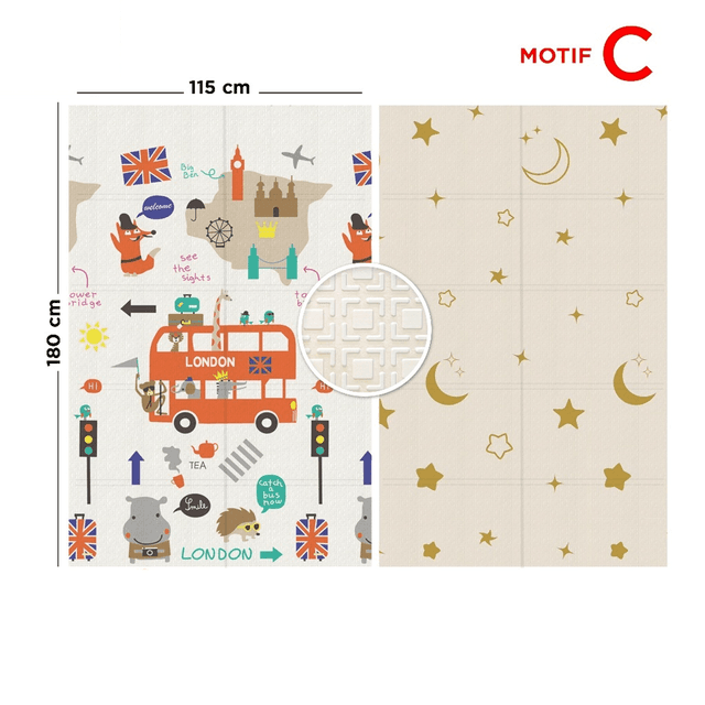 Playmat Bayi XPE Lipat 2 Sisi - 3 Ukuran & Beragam Motif
