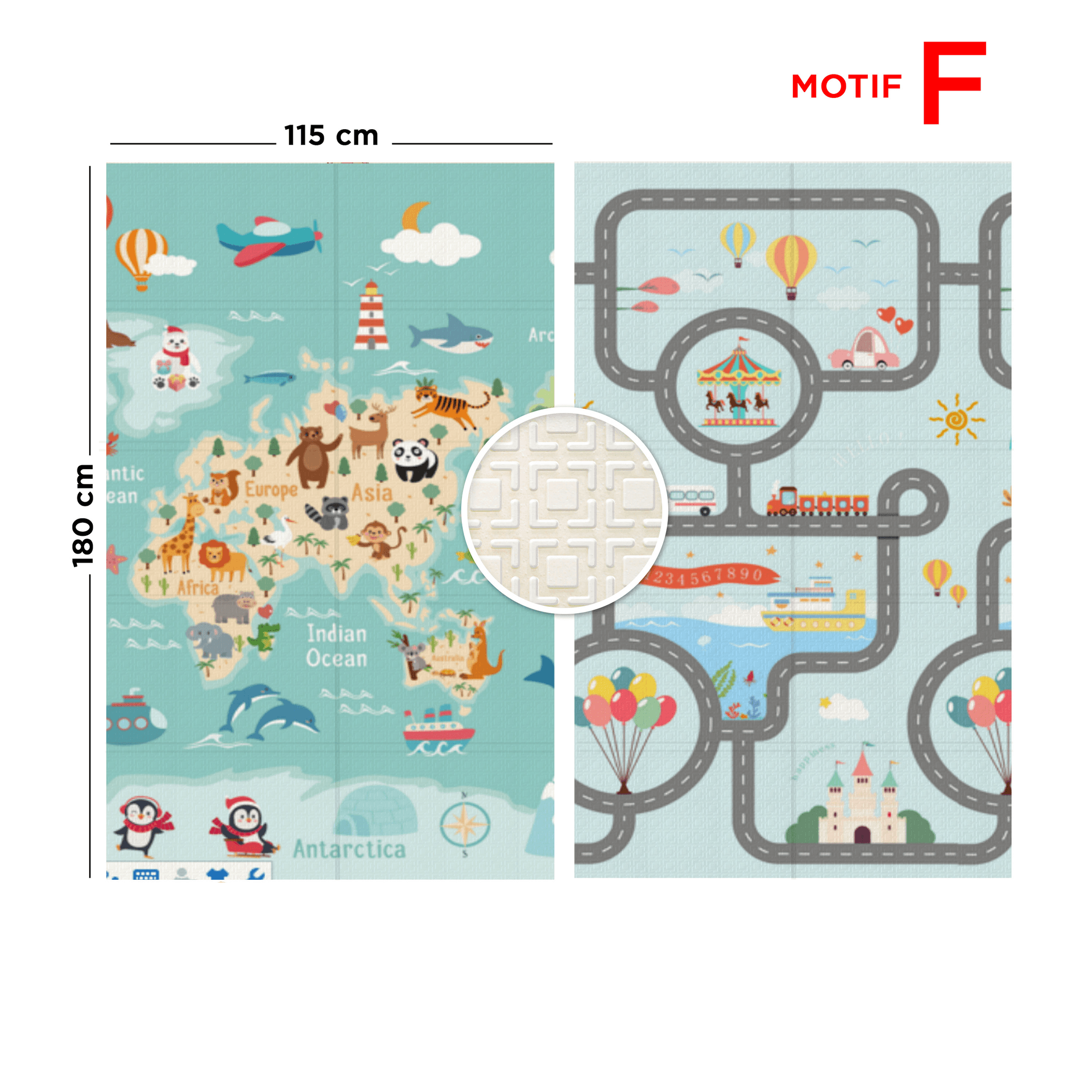 Playmat Bayi XPE Lipat 2 Sisi - 3 Ukuran & Beragam Motif - gambar 15