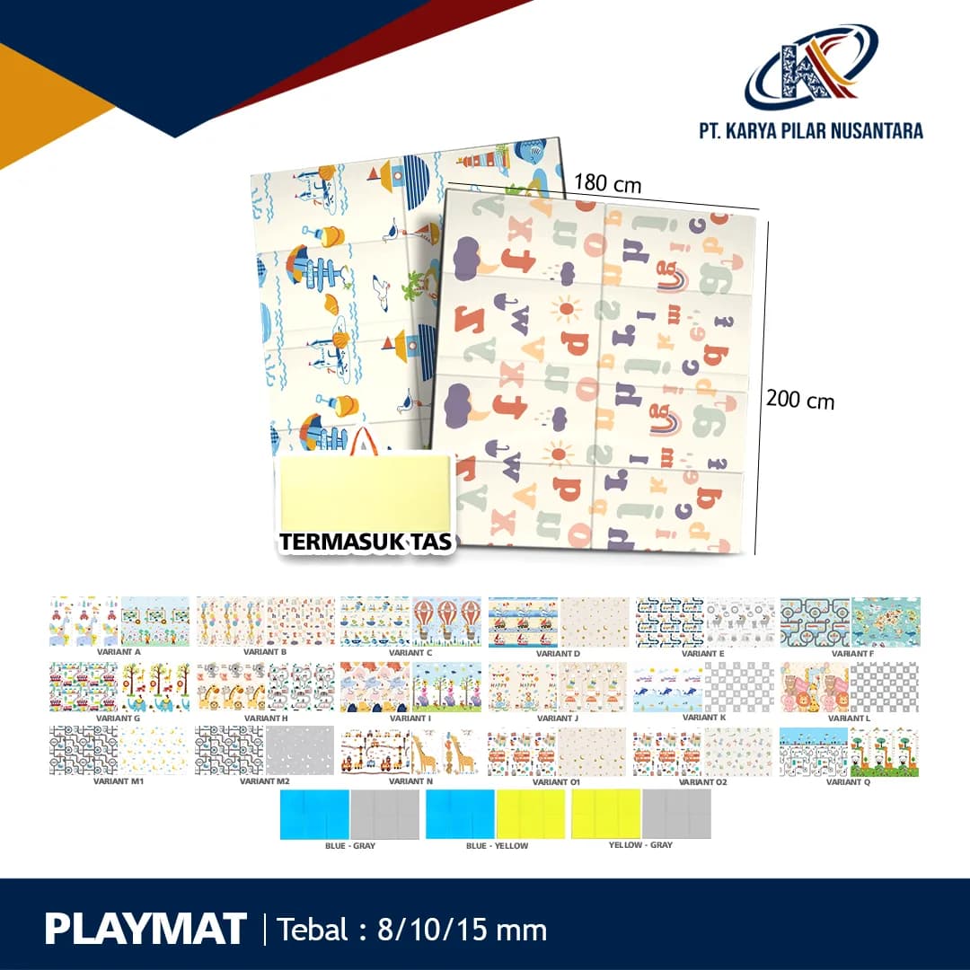 Playmat Bayi XPE Lipat 2 Sisi - 3 Ukuran & Beragam Motif - gambar 16