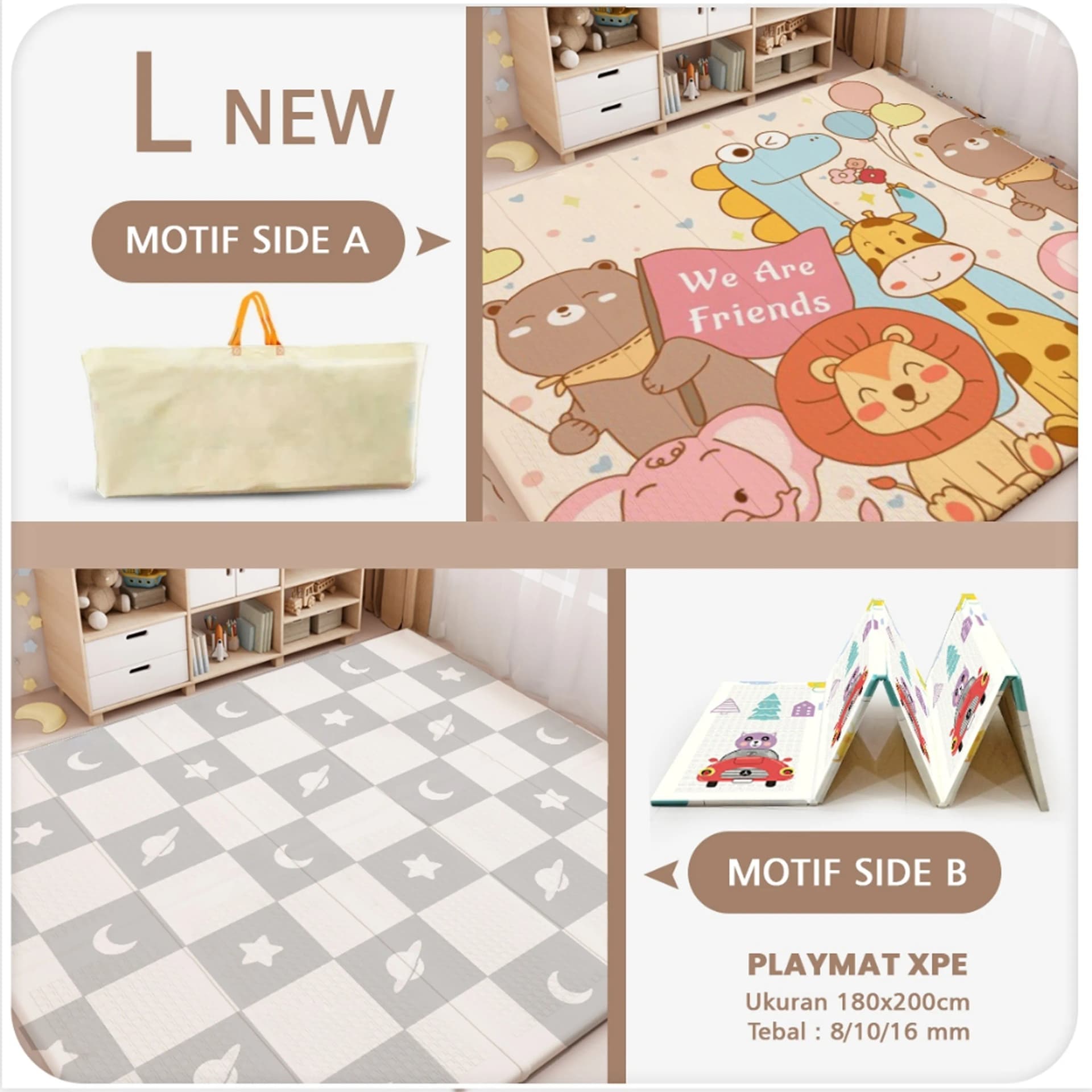 Playmat Bayi XPE Lipat 2 Sisi - 3 Ukuran & Beragam Motif - gambar 28