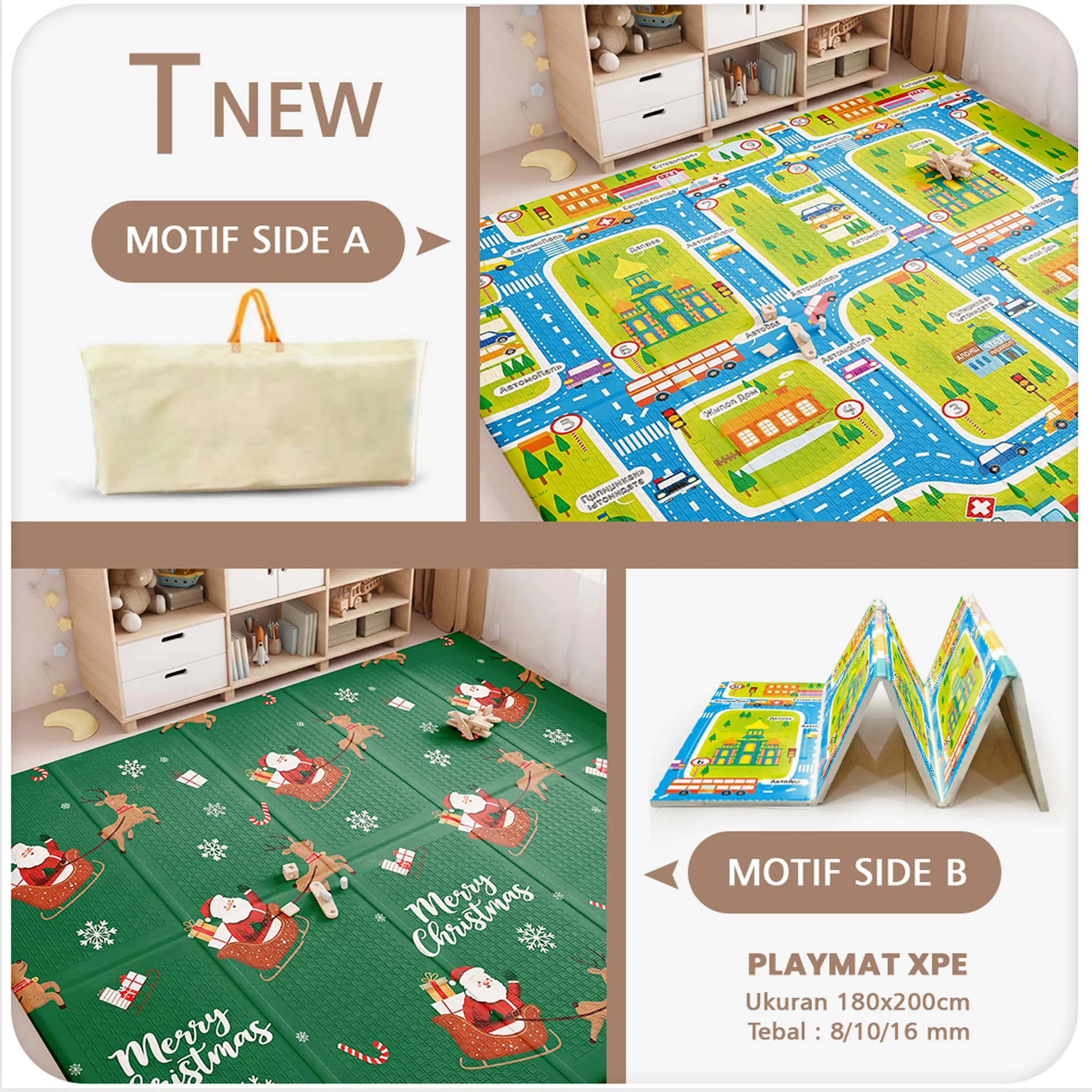 Playmat Bayi XPE Lipat 2 Sisi - 3 Ukuran & Beragam Motif - gambar 33