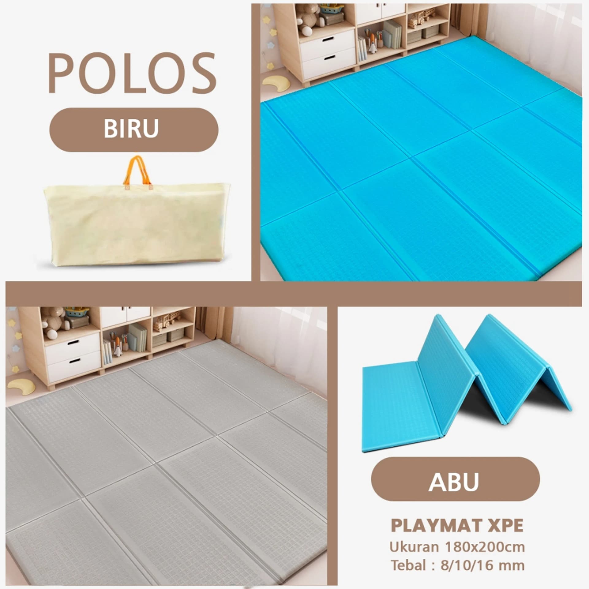 Playmat Bayi XPE Lipat 2 Sisi - 3 Ukuran & Beragam Motif - gambar 37