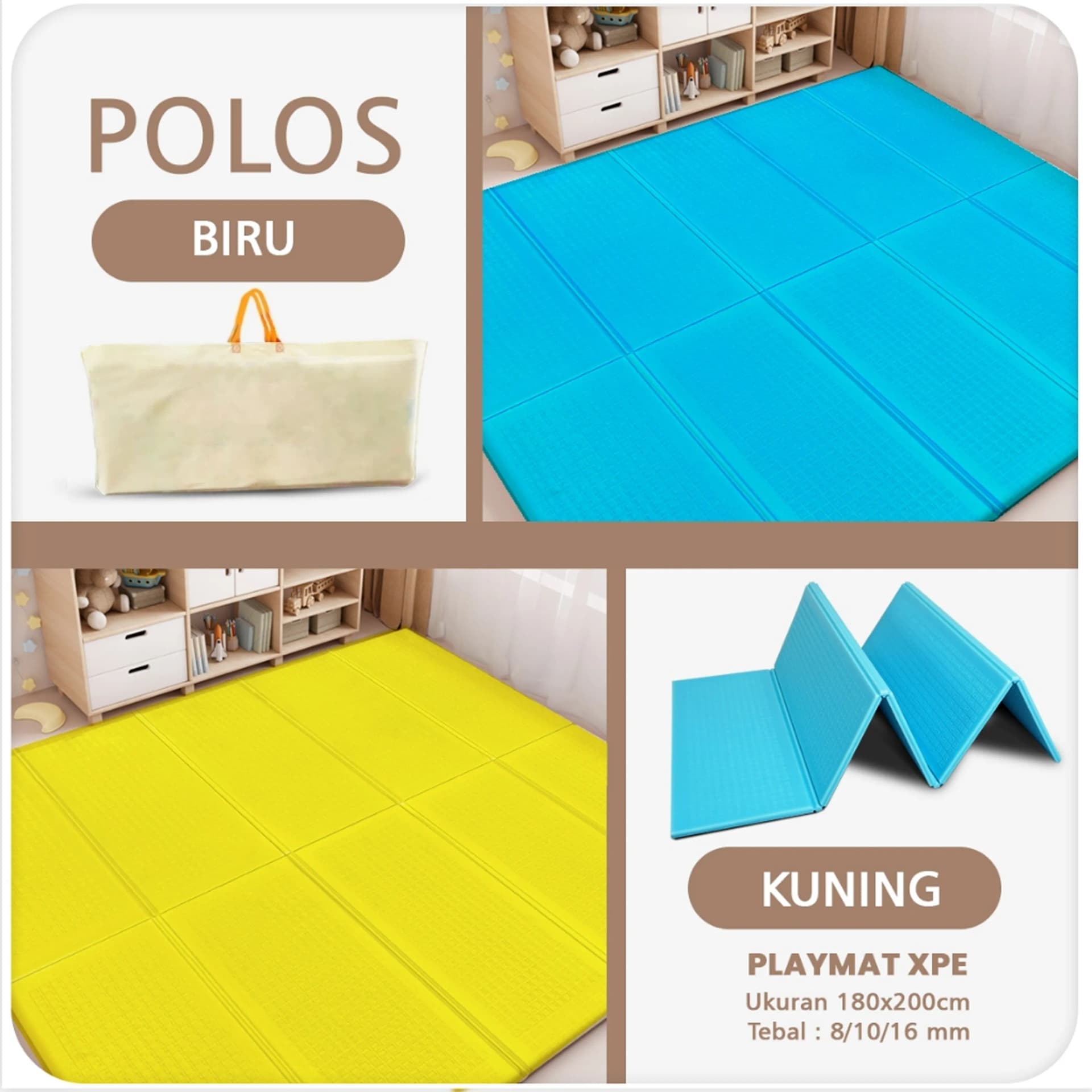 Playmat Bayi XPE Lipat 2 Sisi - 3 Ukuran & Beragam Motif - gambar 38