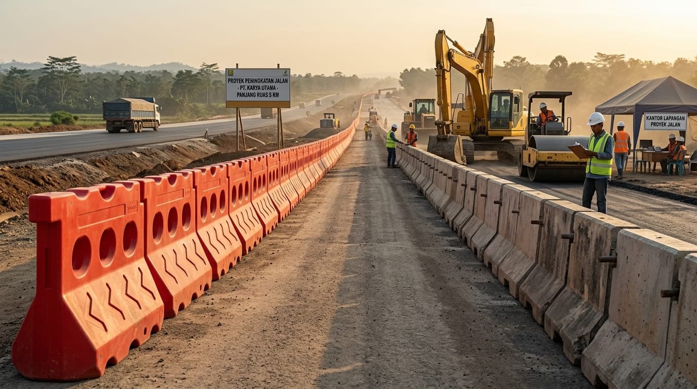 Road Barrier Plastik vs Beton: Mana Tepat untuk Proyek?
