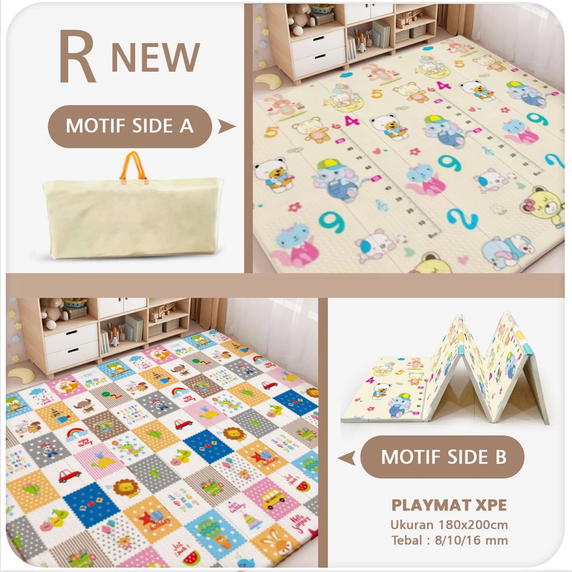 Playmat Bayi XPE Lipat 2 Sisi - 3 Ukuran & Beragam Motif - gambar 31