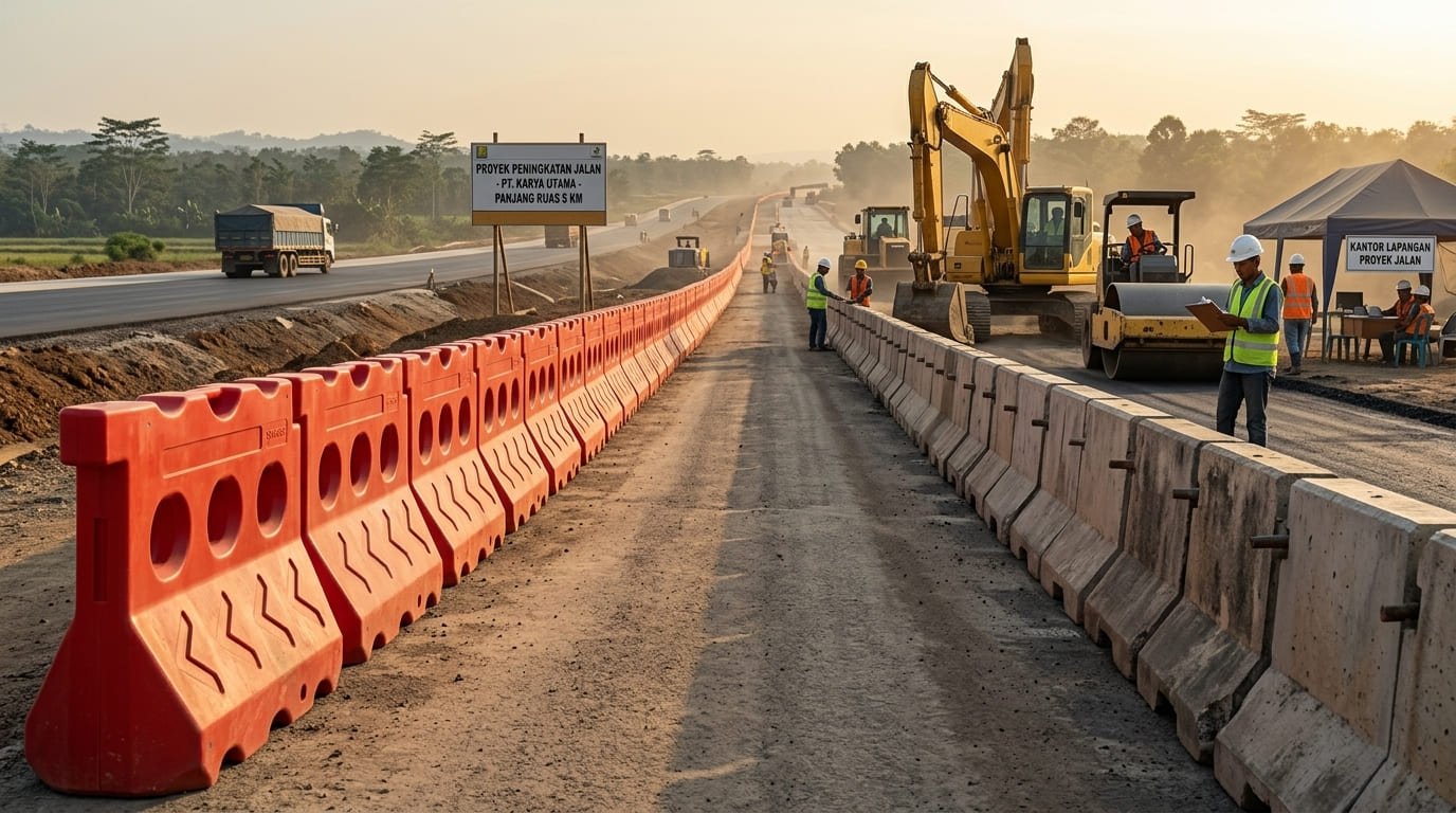Road barrier plastik vs beton